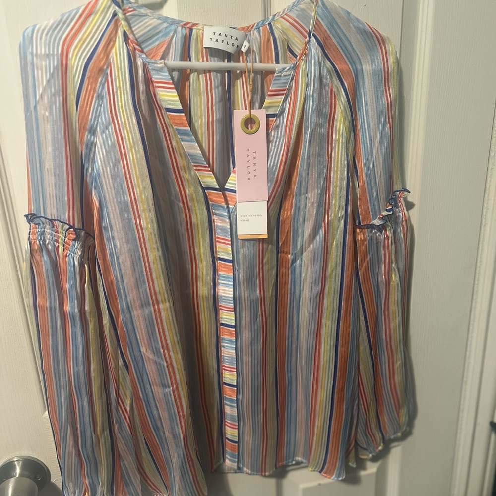 Tanya Taylor long sleeve ruffle multi color